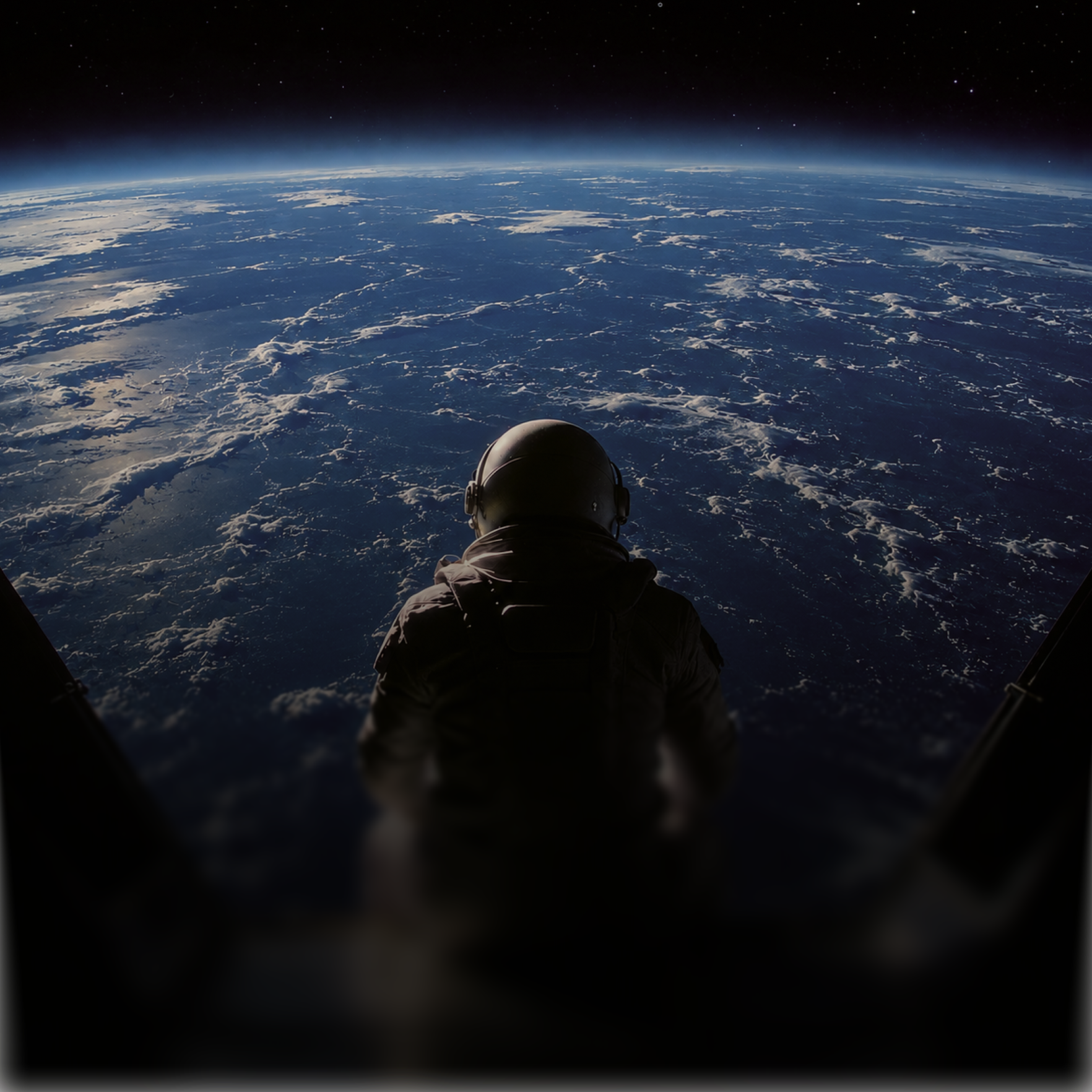 Astronaut looking at Earth from orbit